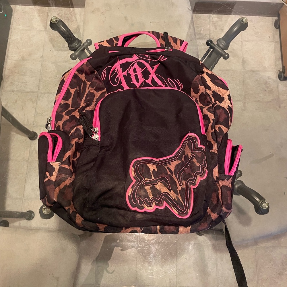 Fox Black and Pink Leopard Cheetah Print Backpack